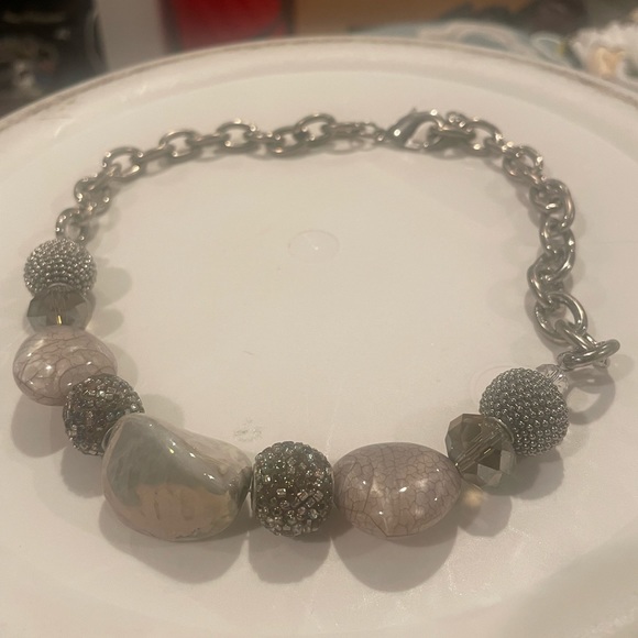 Jewelry - Silver and Grey Stone and Bead Necklace